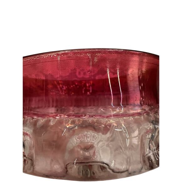 Vintage Cottage Jewelry Trinket Red Ruby Candy Dish Lid Thumbprint 8" - Picture 6 of 9